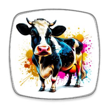 Vache - Magnet carré - blanc - Devant