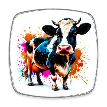 Vache - Magnet carré - blanc - Devant