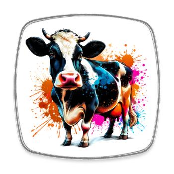 Vache - Magnet carré - blanc - Devant