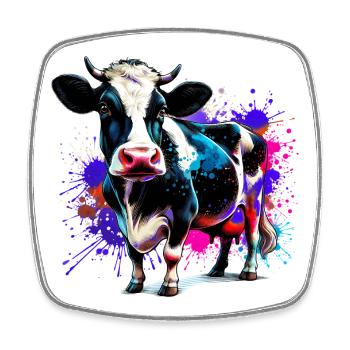 Vache - Magnet carré - blanc - Devant