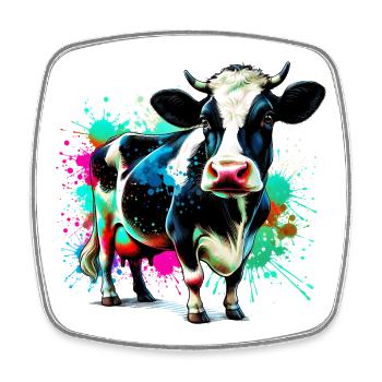 Vache - Magnet carré - blanc - Devant