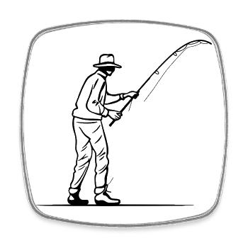 Angler - Square fridge magnet - white - Front