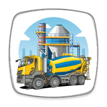 Concrete mixer in concrete plant - Square fridge magnet - white - Front