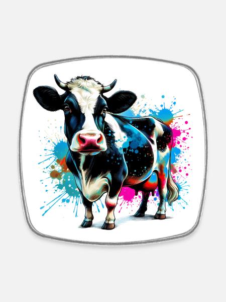 Cow - Square fridge magnet - white
