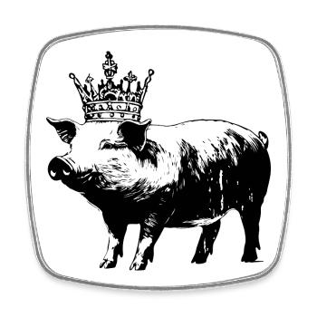 Truie Porcelet Couronne Drôle Cochon - Magnet carré - blanc - Devant