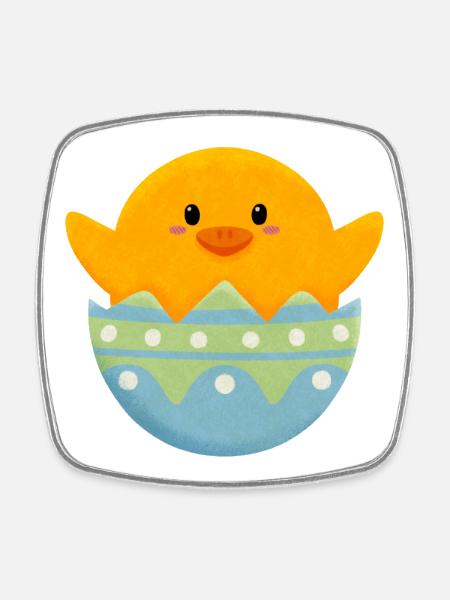 Chick in Easter egg - Square fridge magnet - white