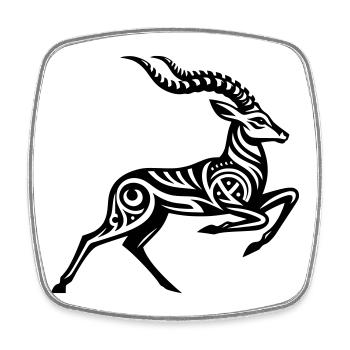 Impala tribal - Magnet carré - blanc - Devant