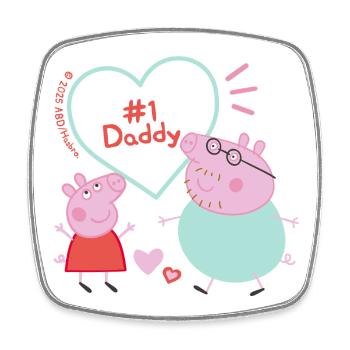 Peppa Pig Design Peppa With Daddy Pig - Square fridge magnet - white - Front