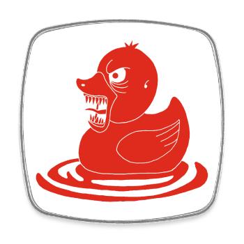 Canard démoniaque rouge - Magnet carré - blanc - Devant