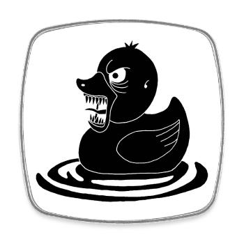 Canard démoniaque noir - Magnet carré - blanc - Devant