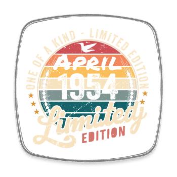 April 1954 Vintage Birthday April 1954 - Square fridge magnet - white - Front