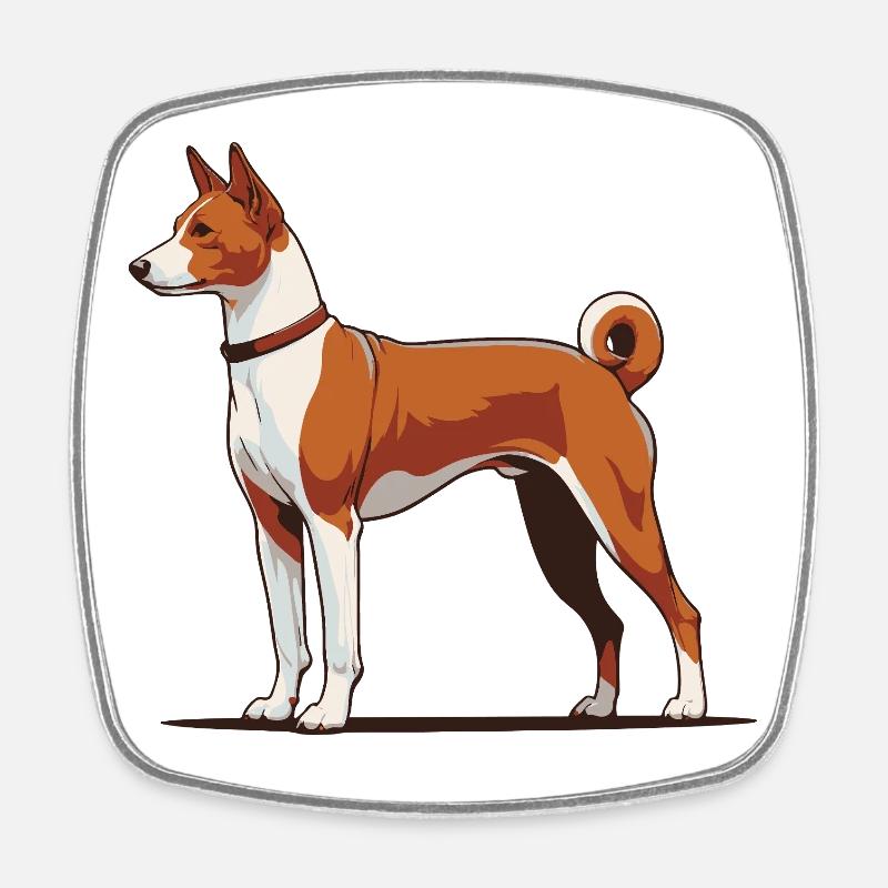 Basenji - Viereckiger Kühlschrankmagnet - Weiß