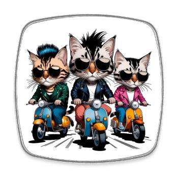 Rocker-Katzen - Viereckiger Kühlschrankmagnet - Weiß - Vorne