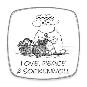 love peace & sockenwoll - Hippie-Schaf - Square fridge magnet - white - Front