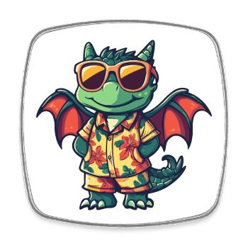 Drache Cool Sommer - Viereckiger Kühlschrankmagnet - Weiß - Vorne