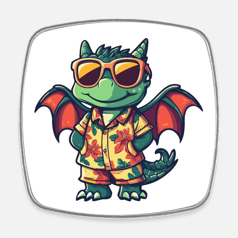 Dragon Cool Summer - Magnet carré - blanc