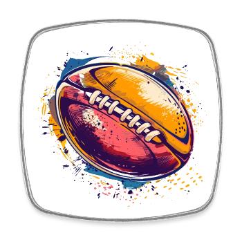 Ballon de rugby Street Art - Magnet carré - blanc - Devant