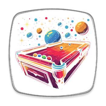 Billard Cartoon Stil - Viereckiger Kühlschrankmagnet - Weiß - Vorne