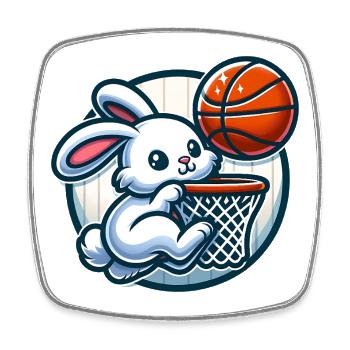 Cute basket hunter bunny - Square fridge magnet - white - Front