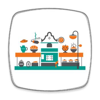 Street Food Festival - Square fridge magnet - white - Front