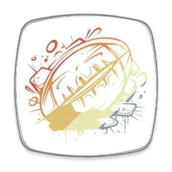 Ballon de rugby look vintage - Magnet carré - blanc - Devant