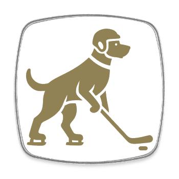 Hund Eishockey Spieler Silhouette - Viereckiger Kühlschrankmagnet - Weiß - Vorne