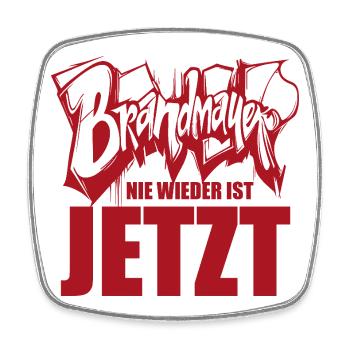 Brandmauer - Nie wieder ist jetzt - Gegen rechts - Viereckiger Kühlschrankmagnet - Weiß - Vorne