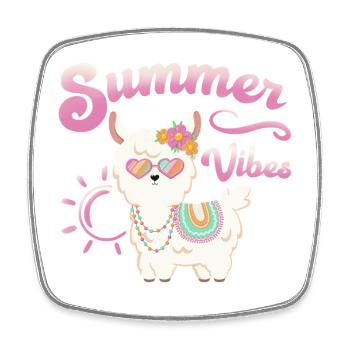 Lama Sommer Alpaka - Summer Vibes - Viereckiger Kühlschrankmagnet - Weiß - Vorne