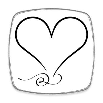 Coeur orné – minimaliste et unique - Magnet carré - blanc - Devant