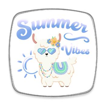 Lama Sommer Alpaka - Summer vibes - Sommerstimmung - Viereckiger Kühlschrankmagnet - Weiß - Vorne
