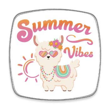 Lama Sommer Alpaka - Summer vibes - Sommerstimmung - Viereckiger Kühlschrankmagnet - Weiß - Vorne