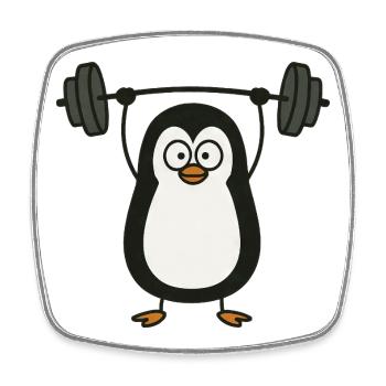 Witziger Pinguin mit Hantel Fitness Spaß - Viereckiger Kühlschrankmagnet - Weiß - Vorne