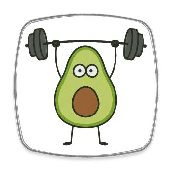 Funny Avocado Dumbbell Workout Fitness Cartoon - Square fridge magnet - white - Front