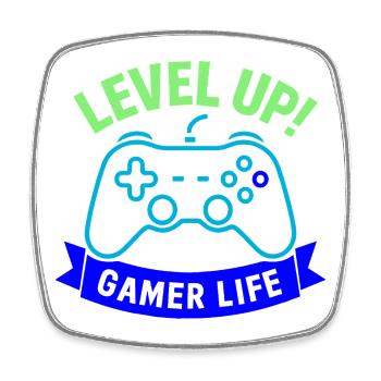 Level Up Gamer Life Controller - Square fridge magnet - white - Front