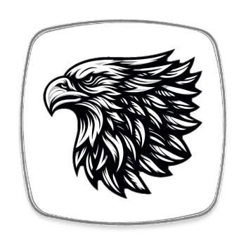 Tête d’aigle Noir Blanc - Magnet carré - blanc - Devant