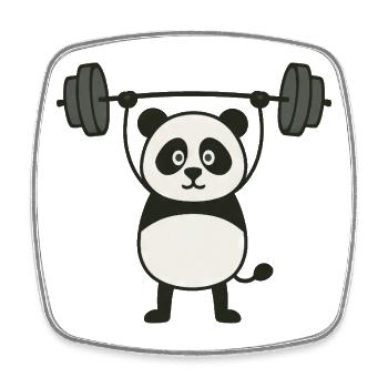 Lustig Panda Hanteln Fitness Workout Bodybuilding - Viereckiger Kühlschrankmagnet - Weiß - Vorne