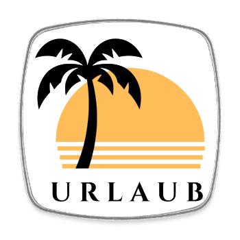 Urlaub mit Palme und Sonnenuntergang - Viereckiger Kühlschrankmagnet - Weiß - Vorne