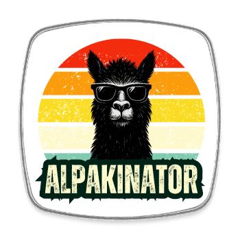 Alpaca Llama Alpakinator Lunettes de soleil rétro drôle - Magnet carré - blanc - Devant