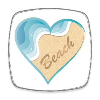 Motif de plage en forme de cœur avec lettrage Beach - Magnet carré - blanc - Devant
