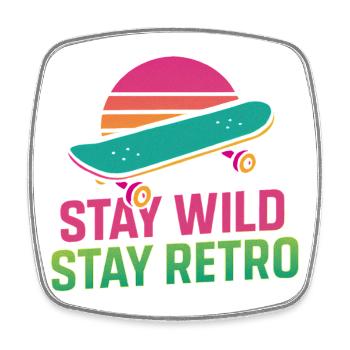 Stay Wild Retro Skate - Square fridge magnet - white - Front