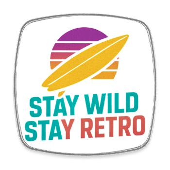 Stay Wild Stay Retro Surf - Viereckiger Kühlschrankmagnet - Weiß - Vorne