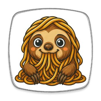 Drôle de paresseux spaghetti pâtes renverser de la nourriture - Magnet carré - blanc - Devant
