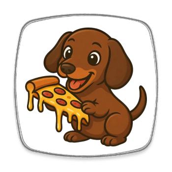 Süßer Dackel Cartoon Pizza Pizzaliebhaber Hund - Viereckiger Kühlschrankmagnet - Weiß - Vorne