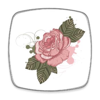 Nostalgische Vintage-Rose mit Graffiti-Elementen - Viereckiger Kühlschrankmagnet - Weiß - Vorne