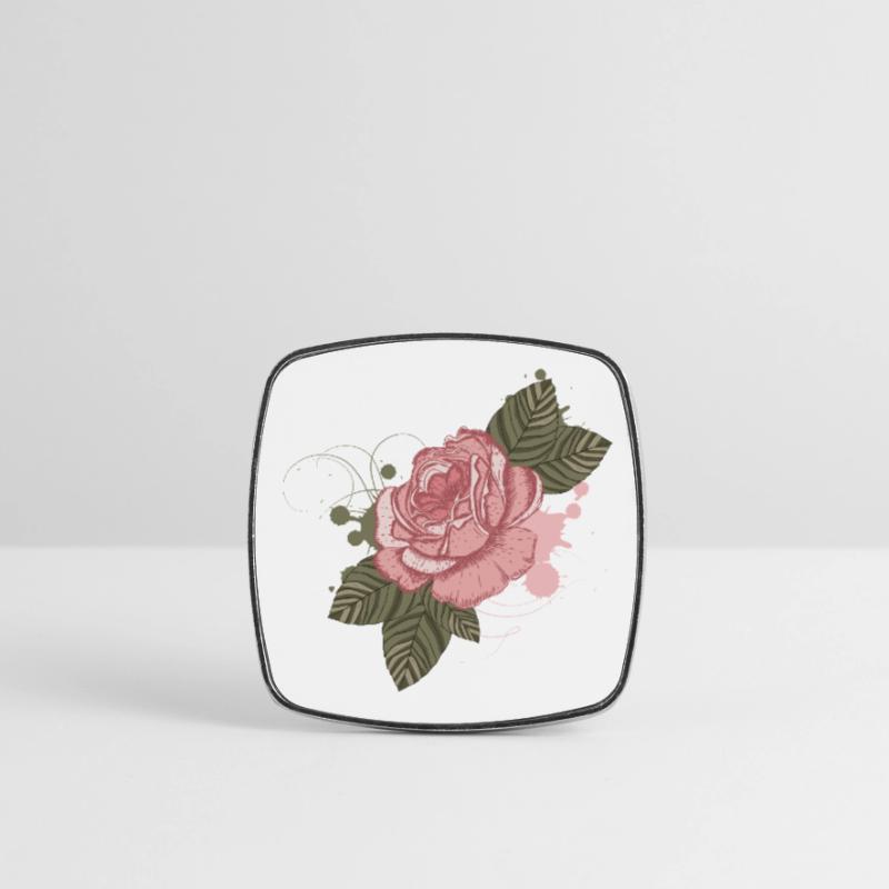 Nostalgic vintage rose with graffiti elements Square fridge magnet