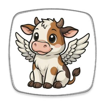 Vache Ange Taureau - Magnet carré - blanc - Devant