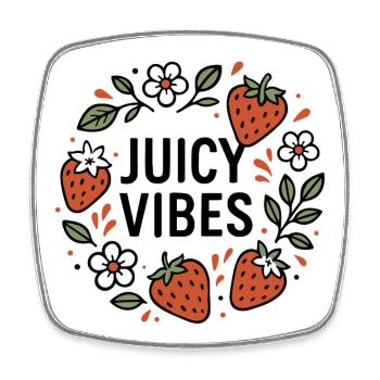Juicy Vibes - Sommerdesign mit Erdbeeren - Viereckiger Kühlschrankmagnet - Weiß - Vorne