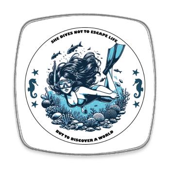 "BENEATH THE SURFACE" - Square fridge magnet - white - Front