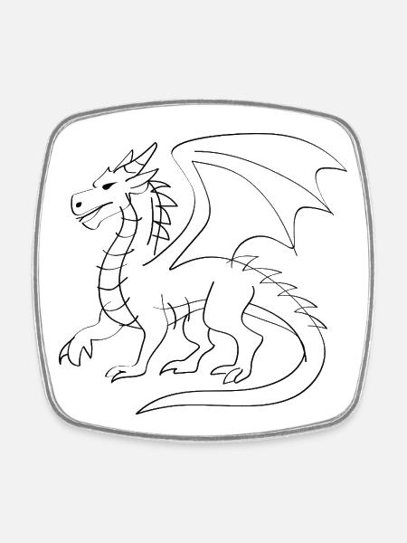 Drachen Illustration - Viereckiger Kühlschrankmagnet - Weiß