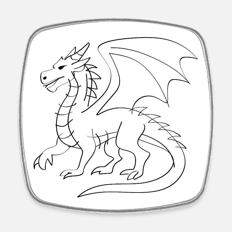 Drachen Illustration - Viereckiger Kühlschrankmagnet - Weiß